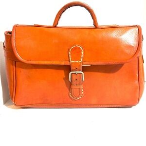 Stylish vintage unisex Orange Leather briefcase
